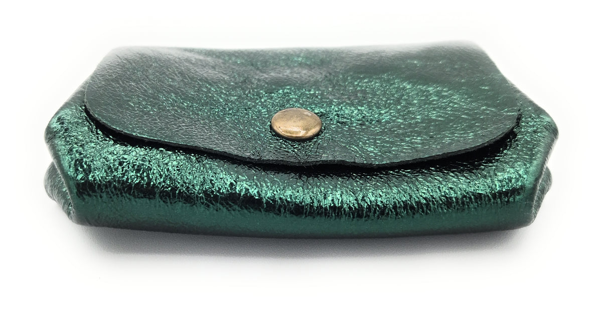 Etania Iridescent Leather Purse ~ Petrol Green 
