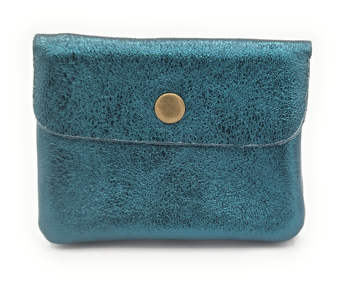 Aponi Iridescent Leather Purse ~ Duck Blue