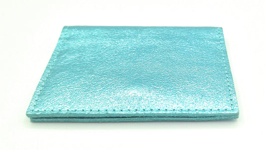 Porte-cartes Asha en cuir irisé italien ~ Turquoise
