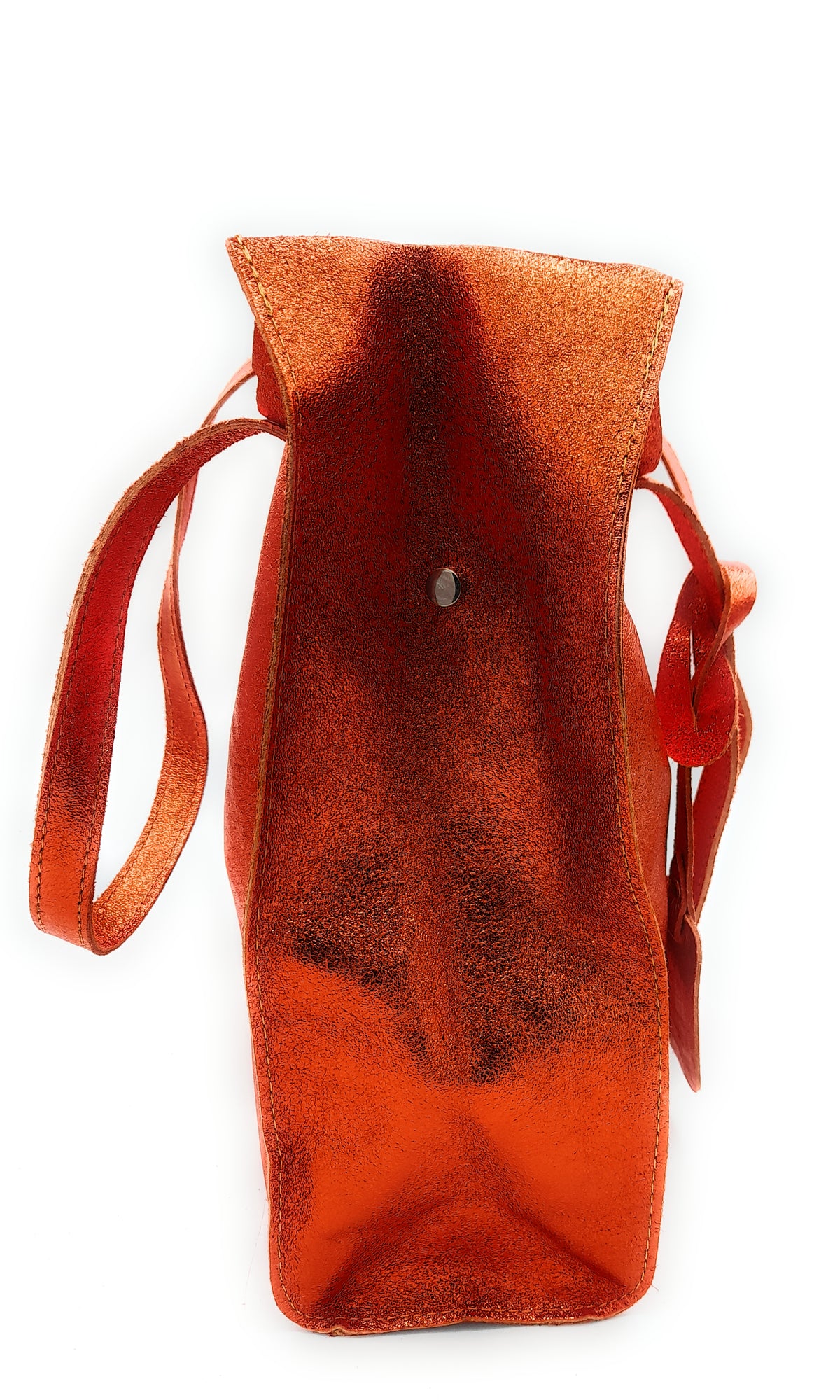Dena shopper bag in iridescent leather ~ Orange