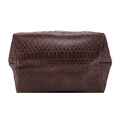 Sac shopper Aiyana en cuir embossé python ~ Marron