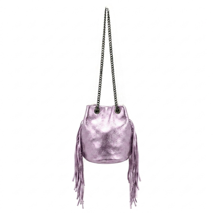 Sac bourse Anoki en cuir irisé ~ Rose pâle