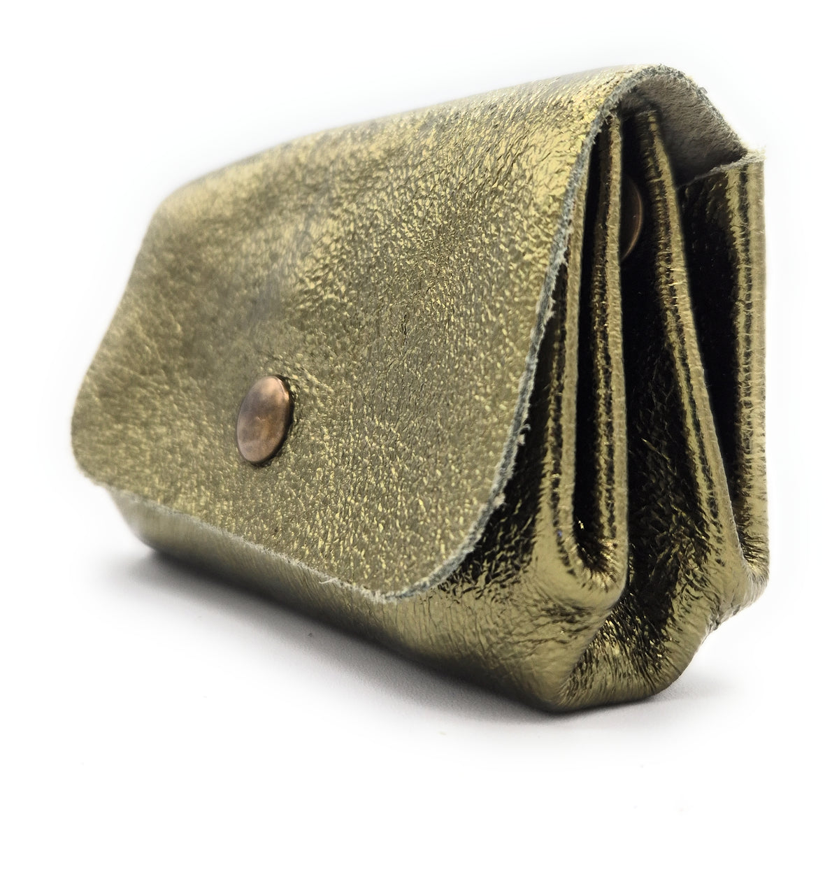 Porte-monnaie en cuir irisé Etania ~ Kaki