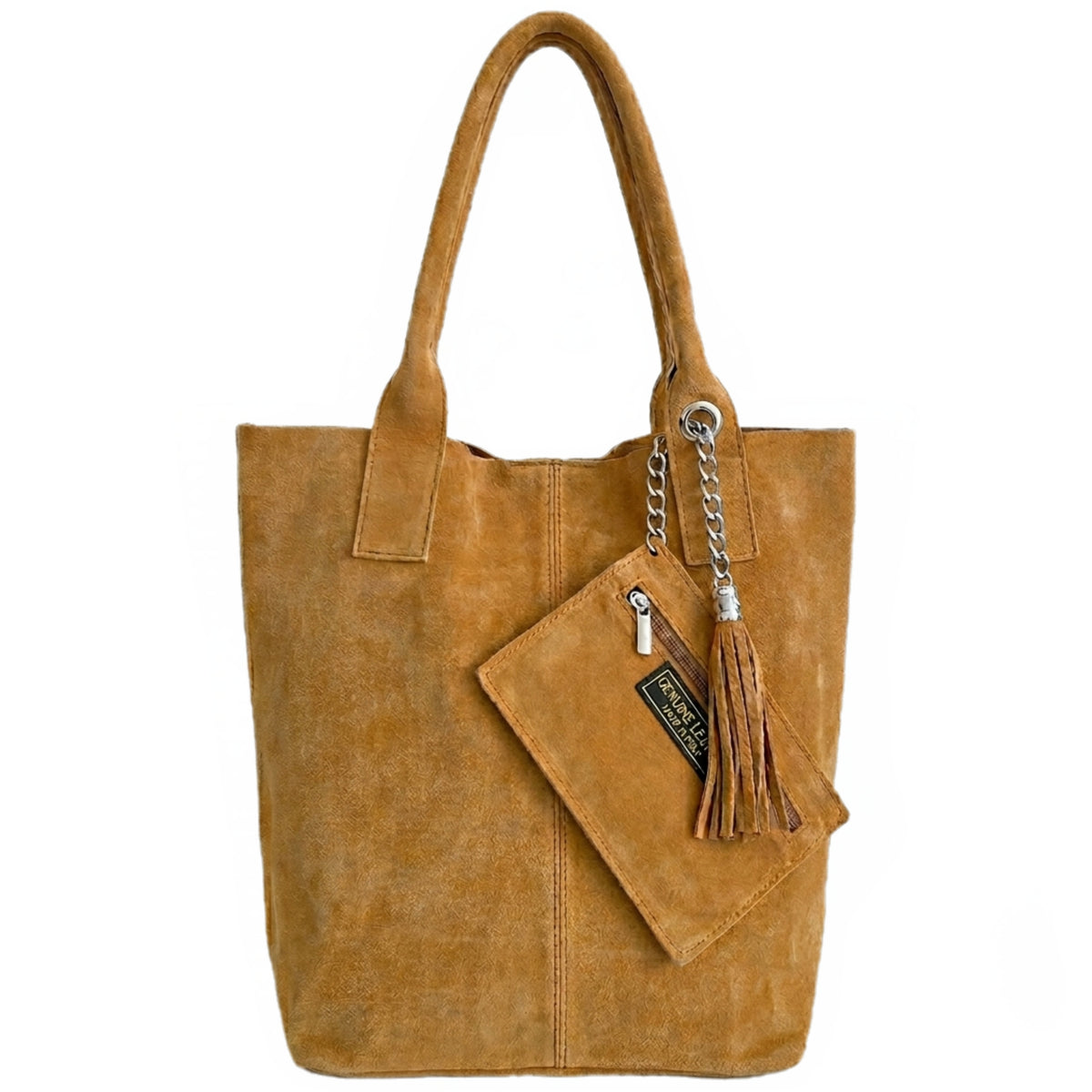 Aiyana Suede Leather Shopper Bag ~ Sand
