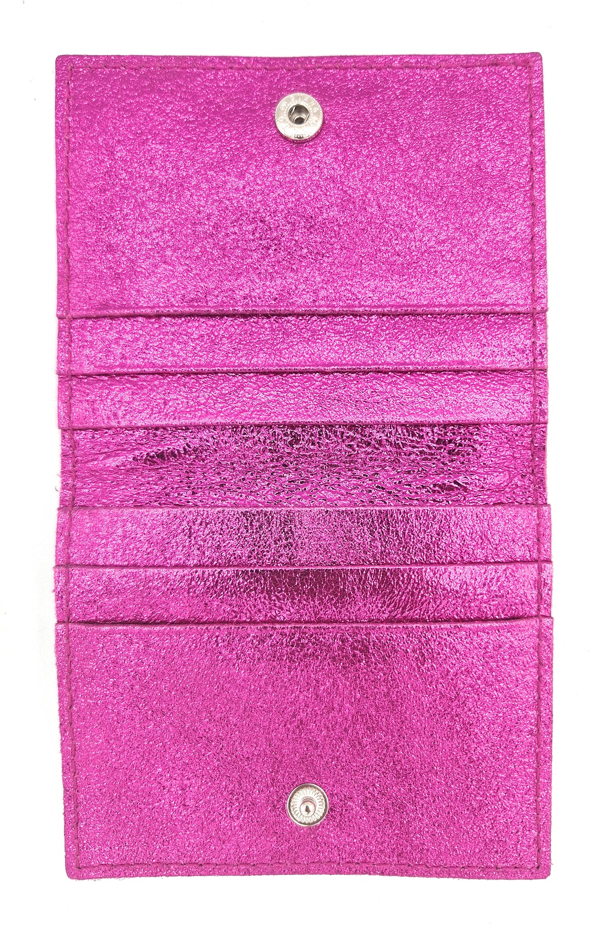 Porte-cartes Asha en cuir irisé italien ~ Fuchsia