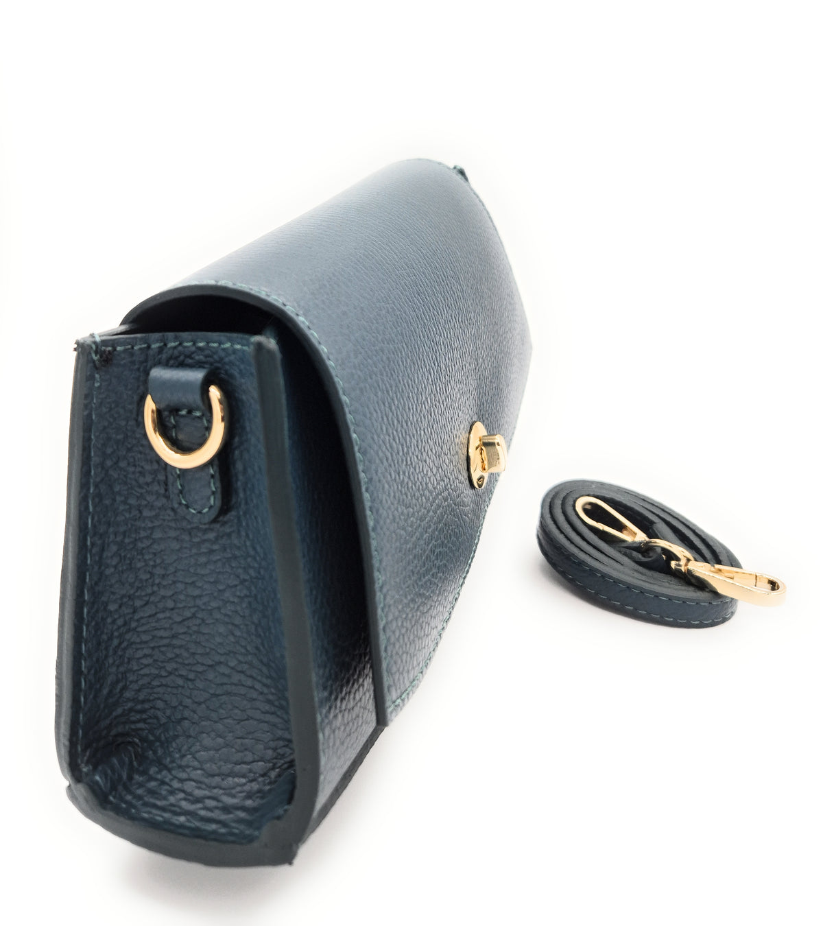 Paco Leather Half Moon Shoulder Bag ~ Duck Blue