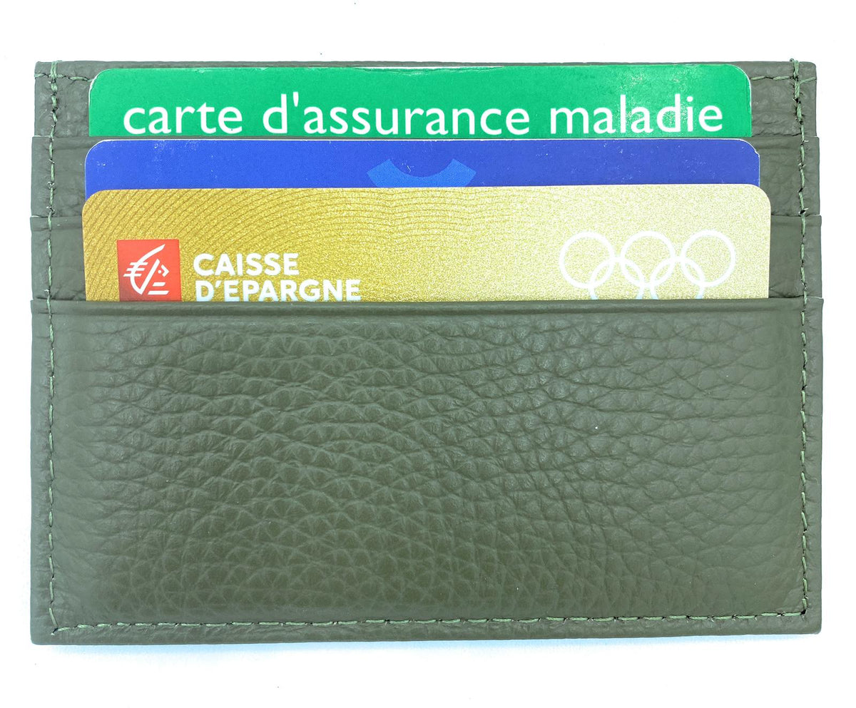 Porte cartes Istu en cuir ~ Kaki