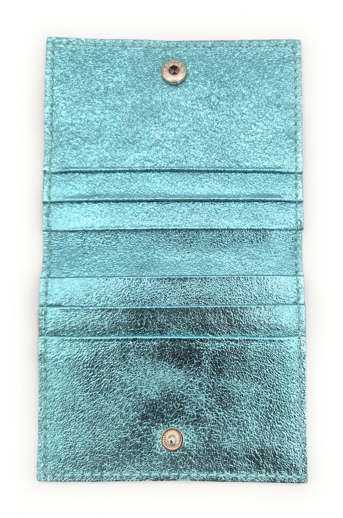 Porte-cartes Asha en cuir irisé italien ~ Turquoise