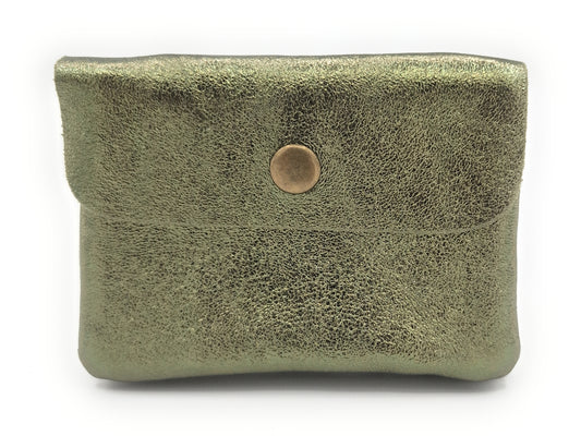 Porte-monnaie Aponi cuir irisé italien ~ Kaki