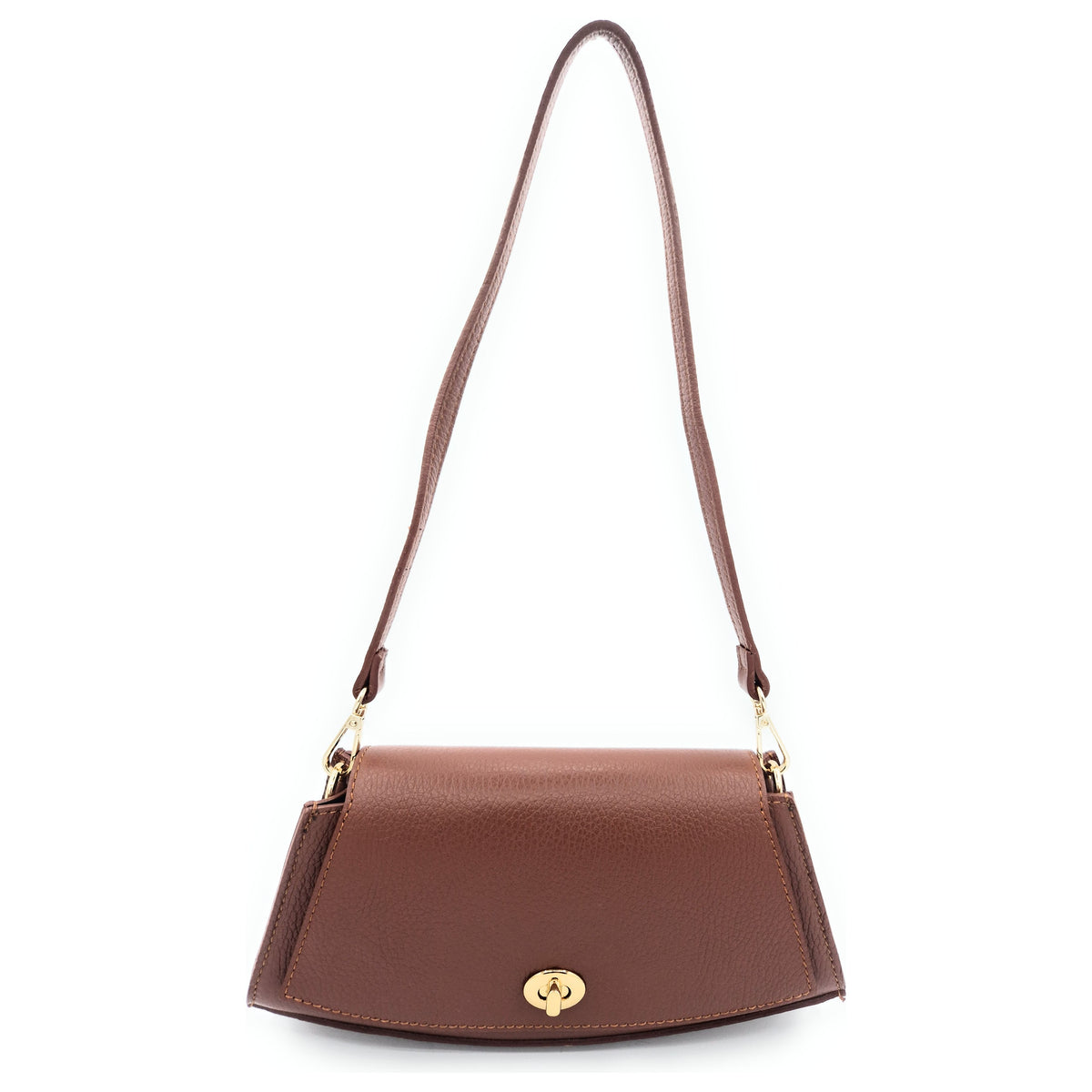 Paco Leather Half Moon Shoulder Bag ~ Brown