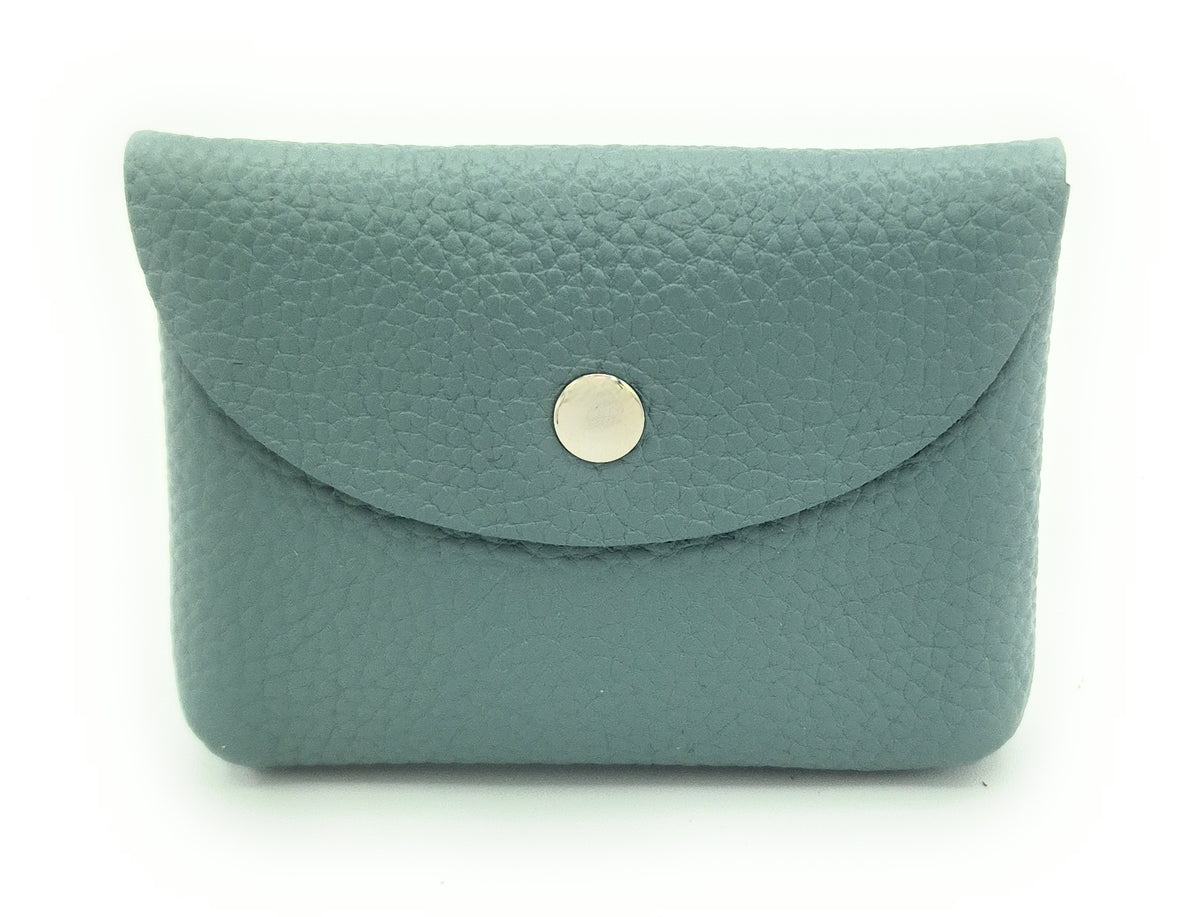 Porte-cartes Kanda en cuir ~  Bleu gris