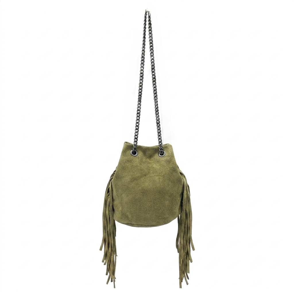 Sac bourse Anoki en cuir suèdé ~ Vert Olive