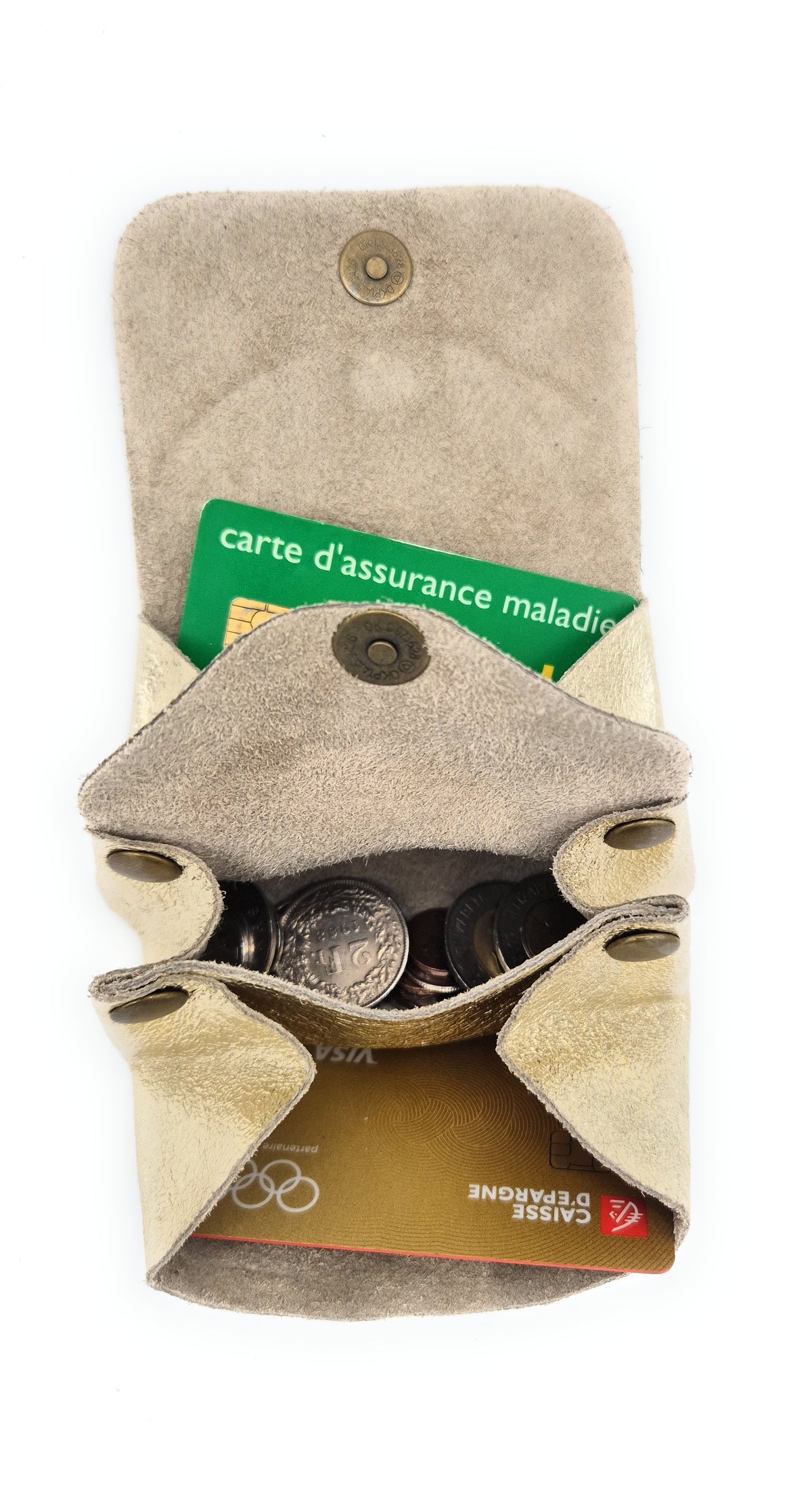 Porte-monnaie Etania en cuir irisé ~ Doré