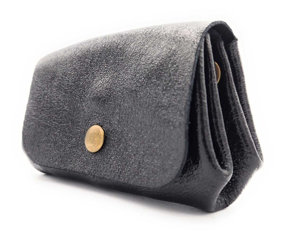 Porte-monnaie en cuir irisé Etania ~ Noir
