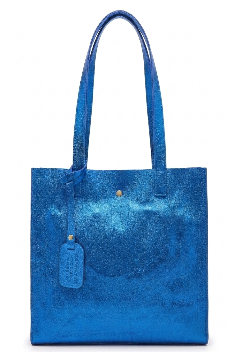 Dena Shopper Bag in Iridescent Leather ~ Royal Blue