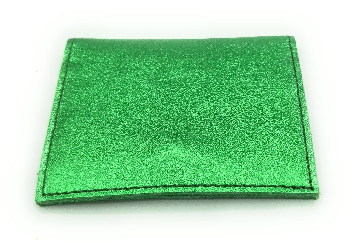 Porte-cartes Asha en cuir irisé italien ~ Vert émeraude