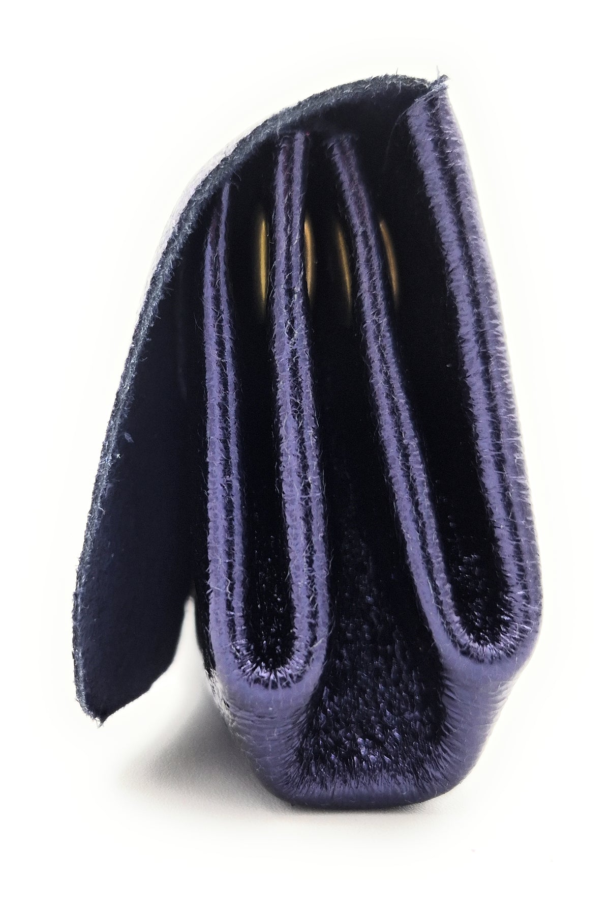 Porte-monnaie en cuir irisé Etania ~ Bleu nuit