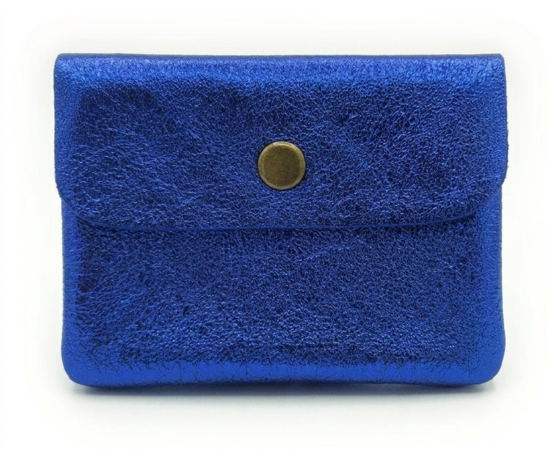 Porte-monnaie Aponi cuir irisé italien ~ Bleu royal