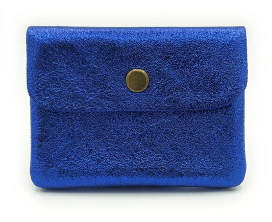 Porte-monnaie Aponi cuir irisé italien ~ Bleu royal