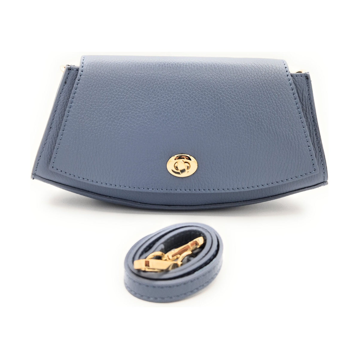 Sac à bandoulière demi-lune en cuir Paco ~ Bleu ciel