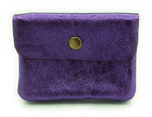 Porte-monnaie Aponi cuir irisé italien ~ Violet