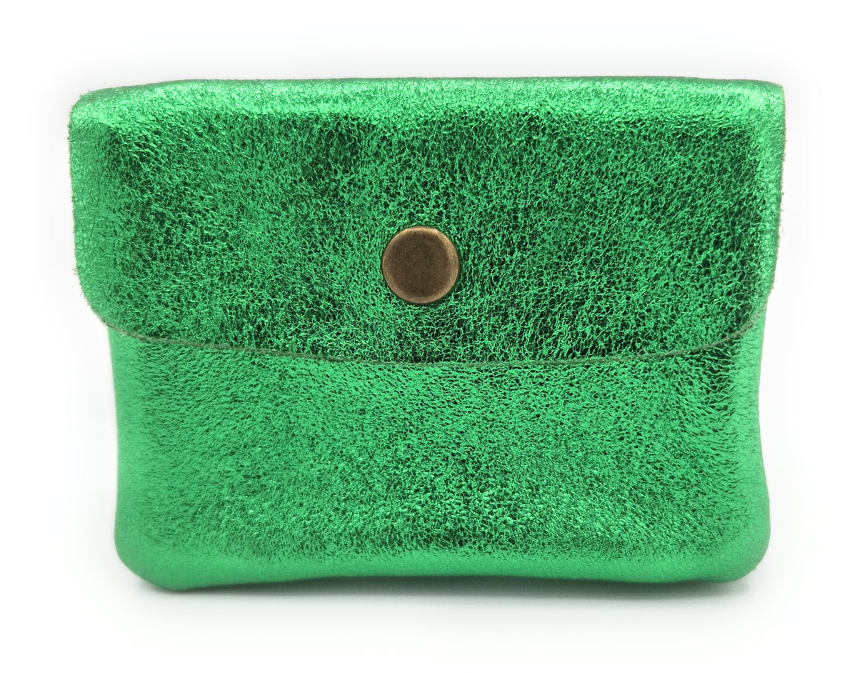 Porte-monnaie Aponi cuir irisé italien ~ Vert émeraude