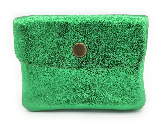 Porte-monnaie Aponi cuir irisé italien ~ Vert émeraude