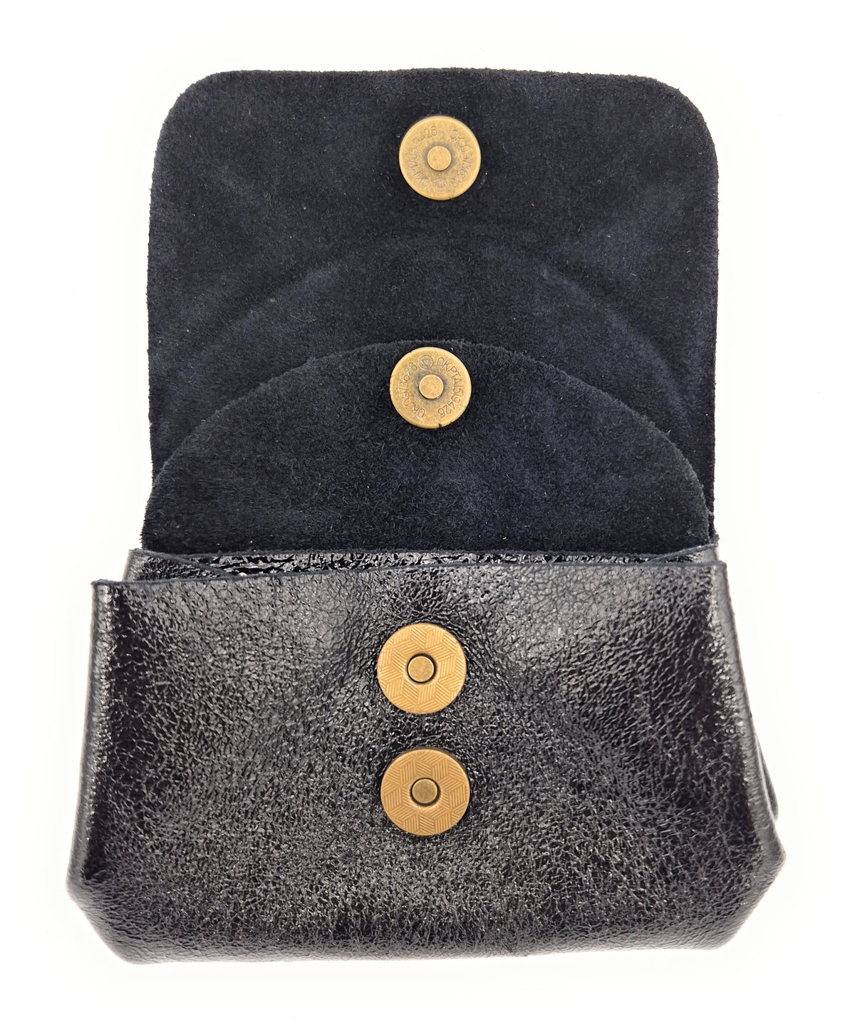 Porte-monnaie en cuir irisé Etania ~ Noir