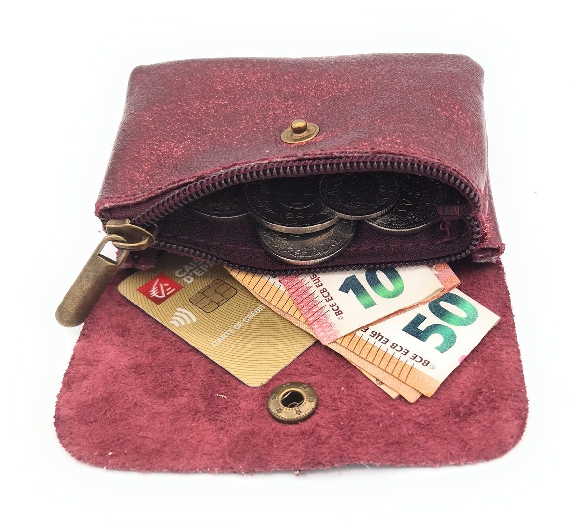 Aponi iridescent coin purse (metallic) ~ Duck blue
